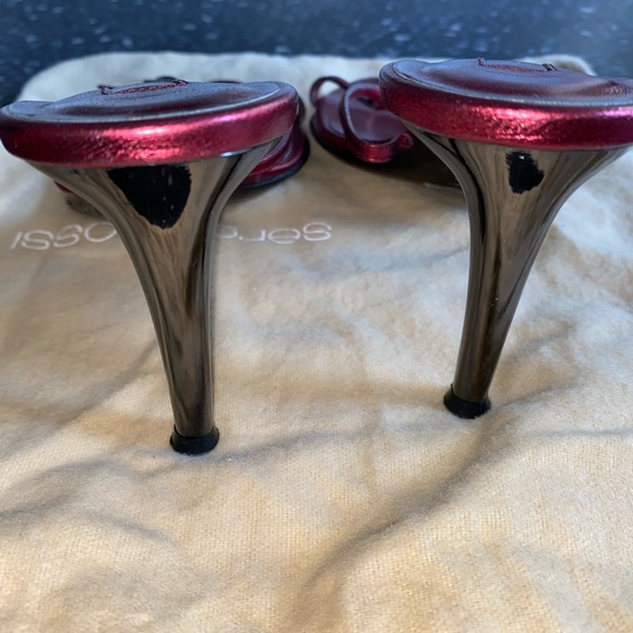 Sergio Rossi Red Iridescent Sandals Size 37 - Picture 7 of 7